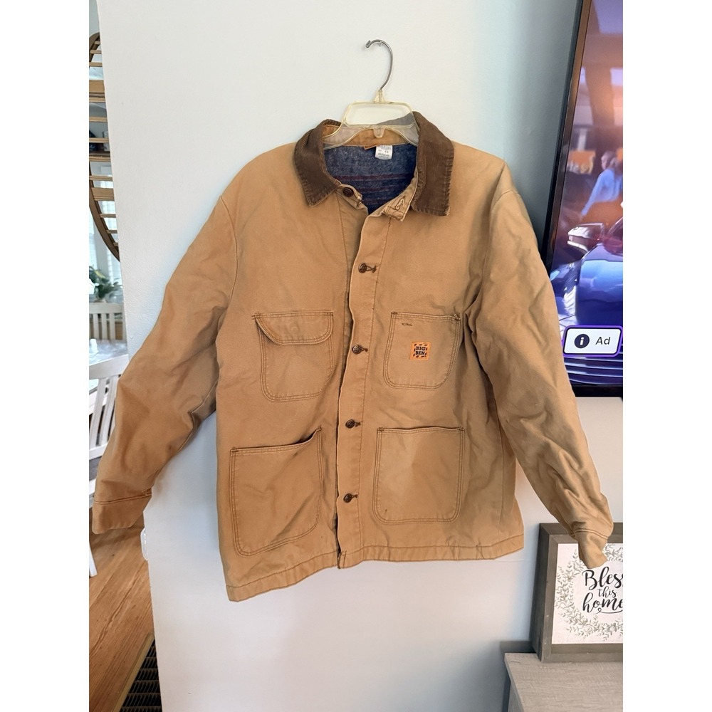 VTG‎ Big Ben Blanket Lined Chore Jacket USA Made Canvas Size 40 Corduroy Collar